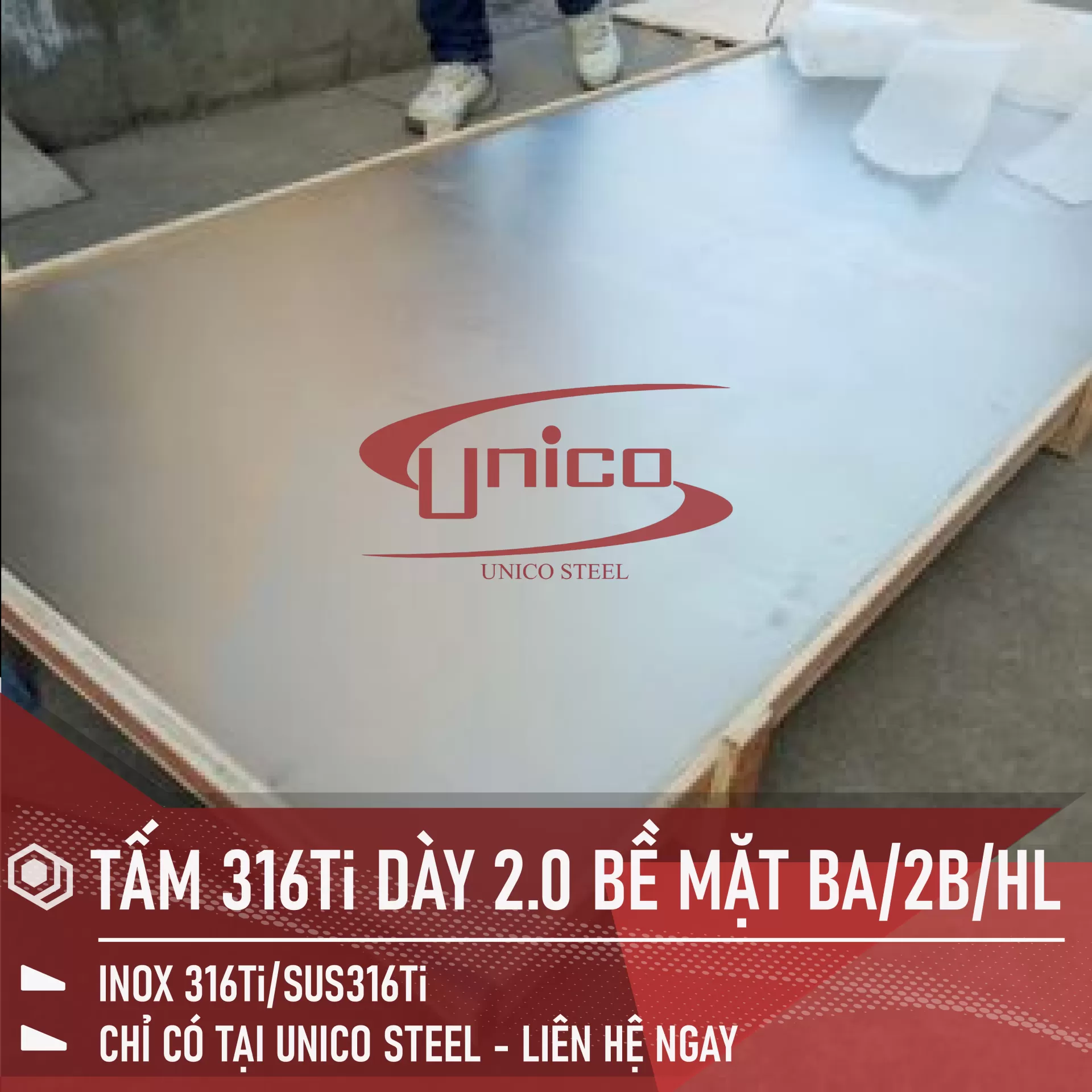 TẤM INOX 316Ti DÀY 2.0 BỀ MẶT: BA/2B/HL