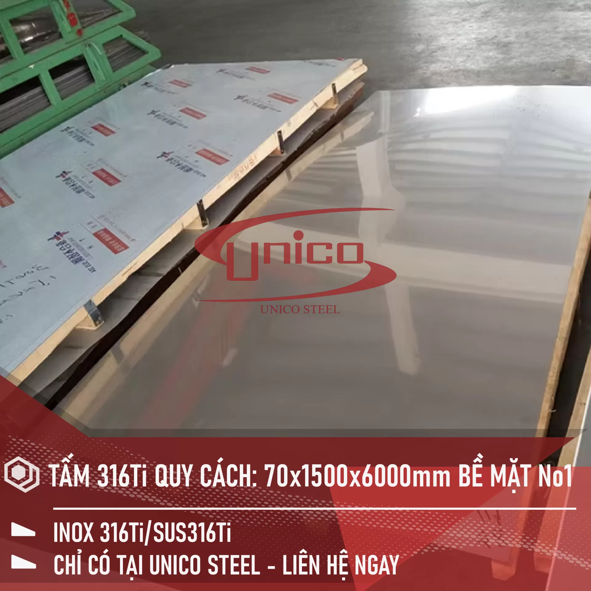 TẤM 316Ti QUY CÁCH: 70 x 1500 x 6000mm BỀ MẶT No1