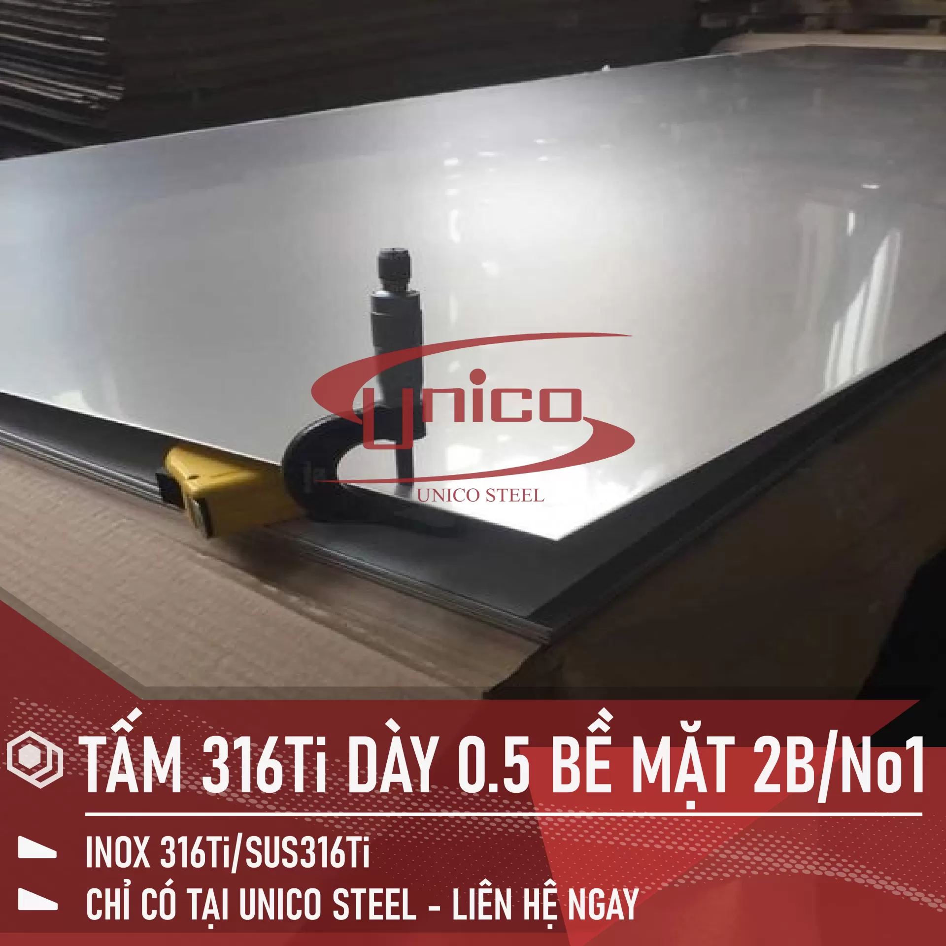 TẤM INOX 316Ti DÀY 0.5 BỀ MẶT 2B/No1