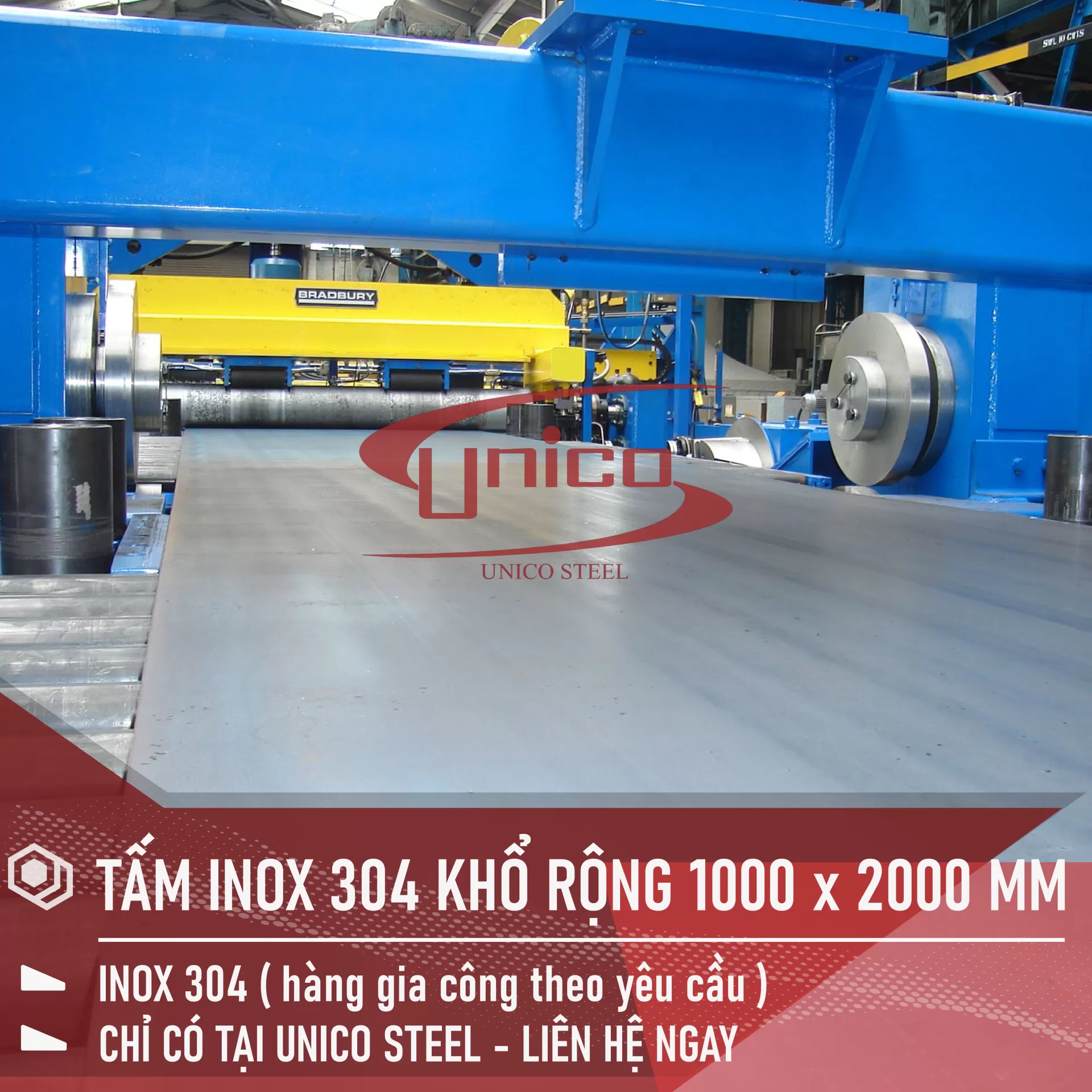 GIA CÔNG TẤM INOX 304 THEO KHỔ: 1000 x 2000 MM