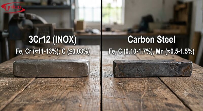 inox 3Cr12 và thép Carbon khác nhau như thế nào