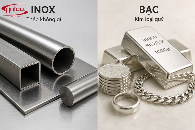 inox v&agrave; bạc kh&aacute;c nhau như thế n&agrave;o