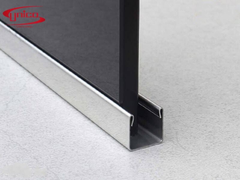 những vị tr&iacute; thường d&ugrave;ng nẹp U inox