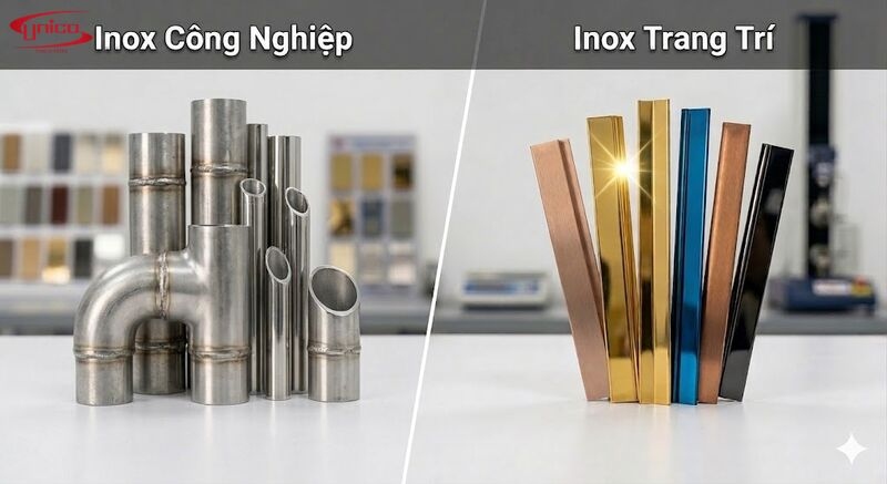 ph&acirc;n biệt inox c&ocirc;ng nghiệp v&agrave; inox trang tr&iacute;