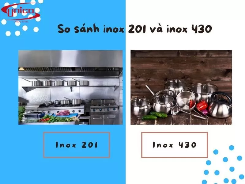 so s&aacute;nh inox 201 v&agrave; inox 430