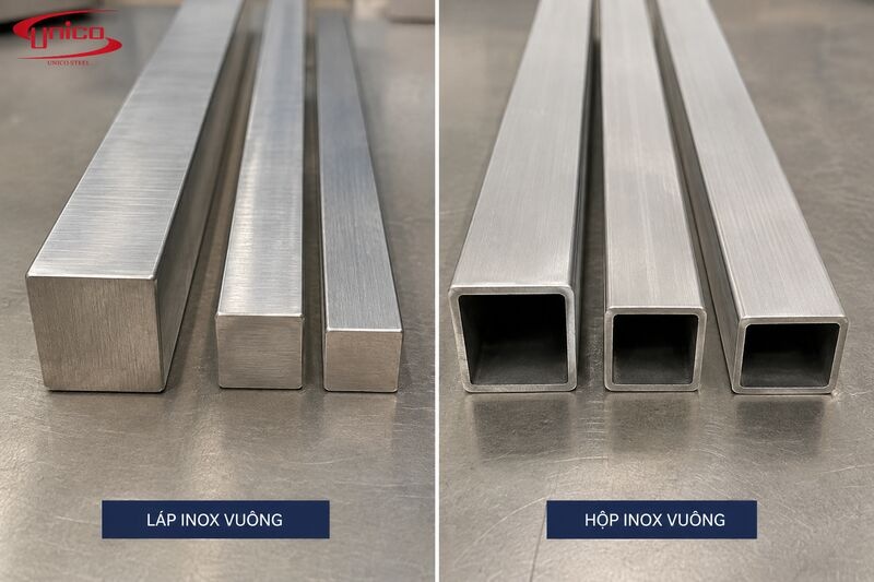 so s&aacute;nh l&aacute;p vu&ocirc;ng inox v&agrave; hộp vu&ocirc;ng inox 