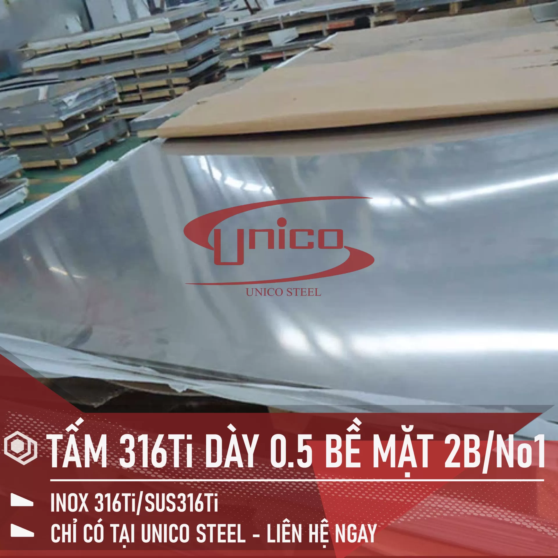 TẤM INOX 316Ti DÀY 0.5 BỀ MẶT 2B/No1