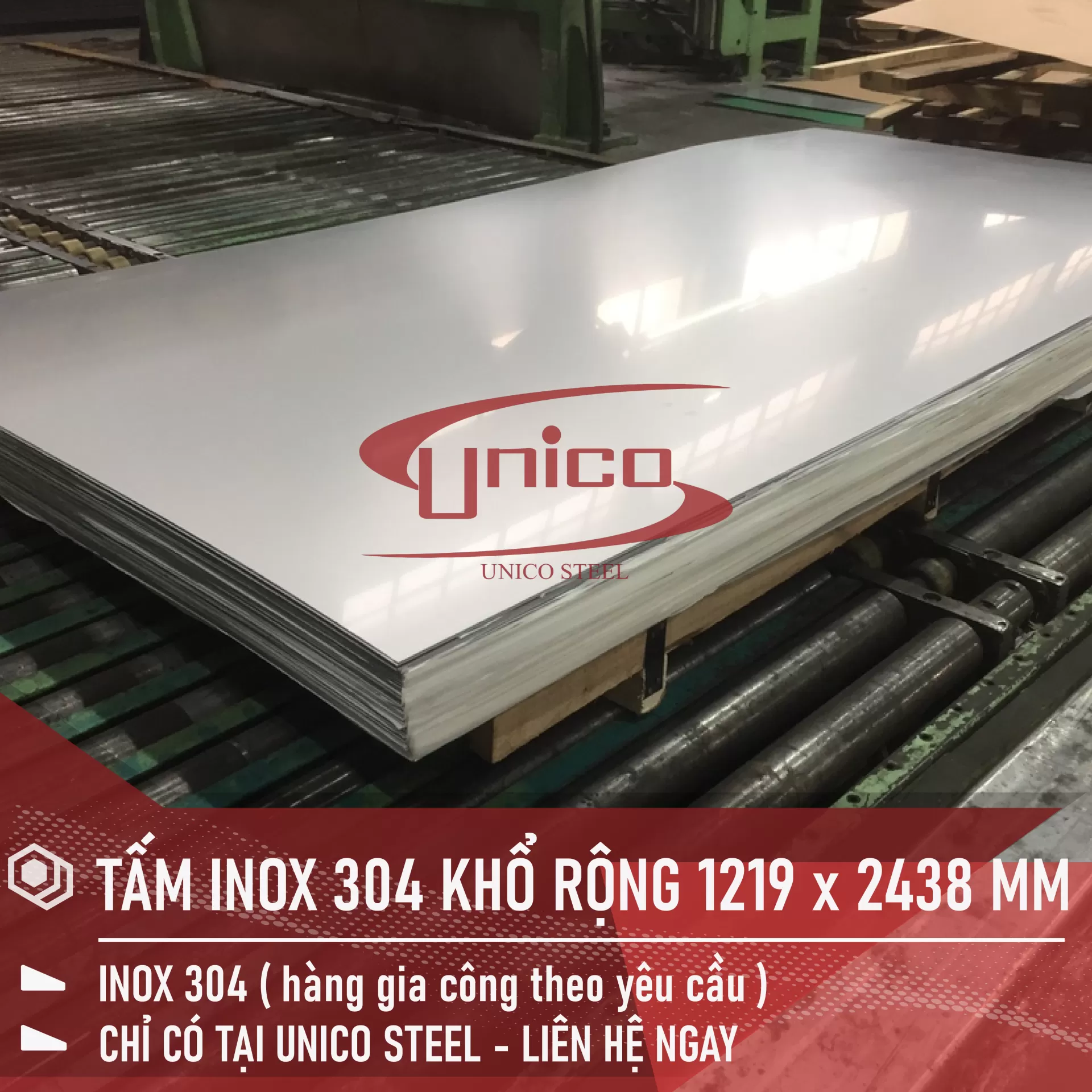 GIA CÔNG TẤM INOX 304 THEO KHỔ: 1219 x 2438 MM