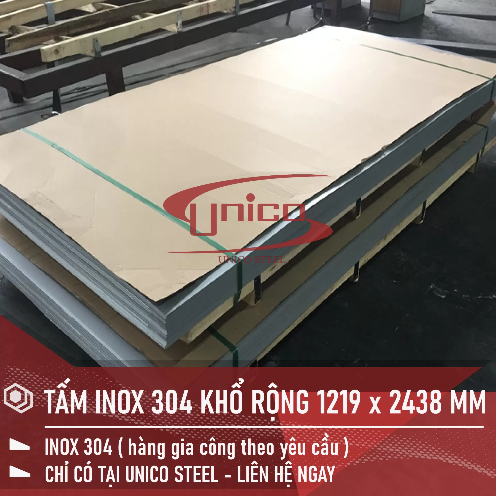 GIA CÔNG TẤM INOX 304 THEO KHỔ: 1219 x 2438 MM