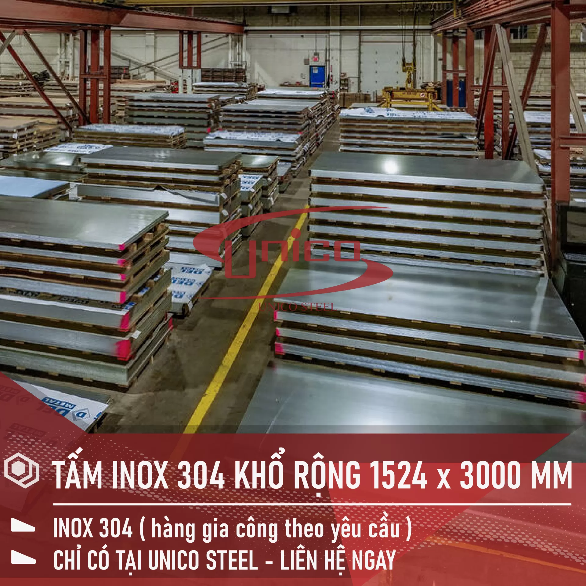 GIA CÔNG TẤM INOX 304 THEO KHỔ: 1524 x 3000 MM