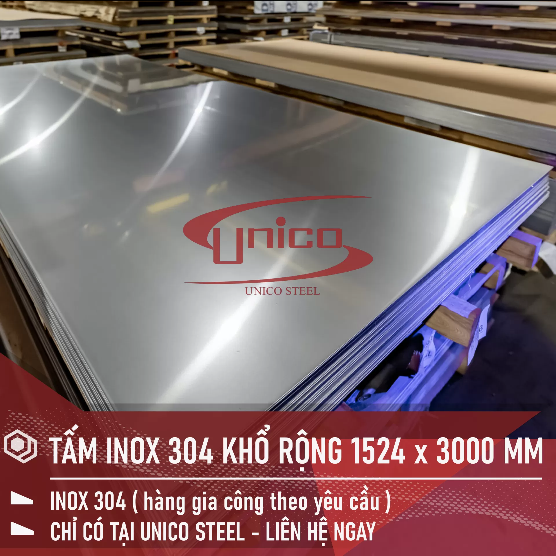 GIA CÔNG TẤM INOX 304 THEO KHỔ: 1524 x 3000 MM