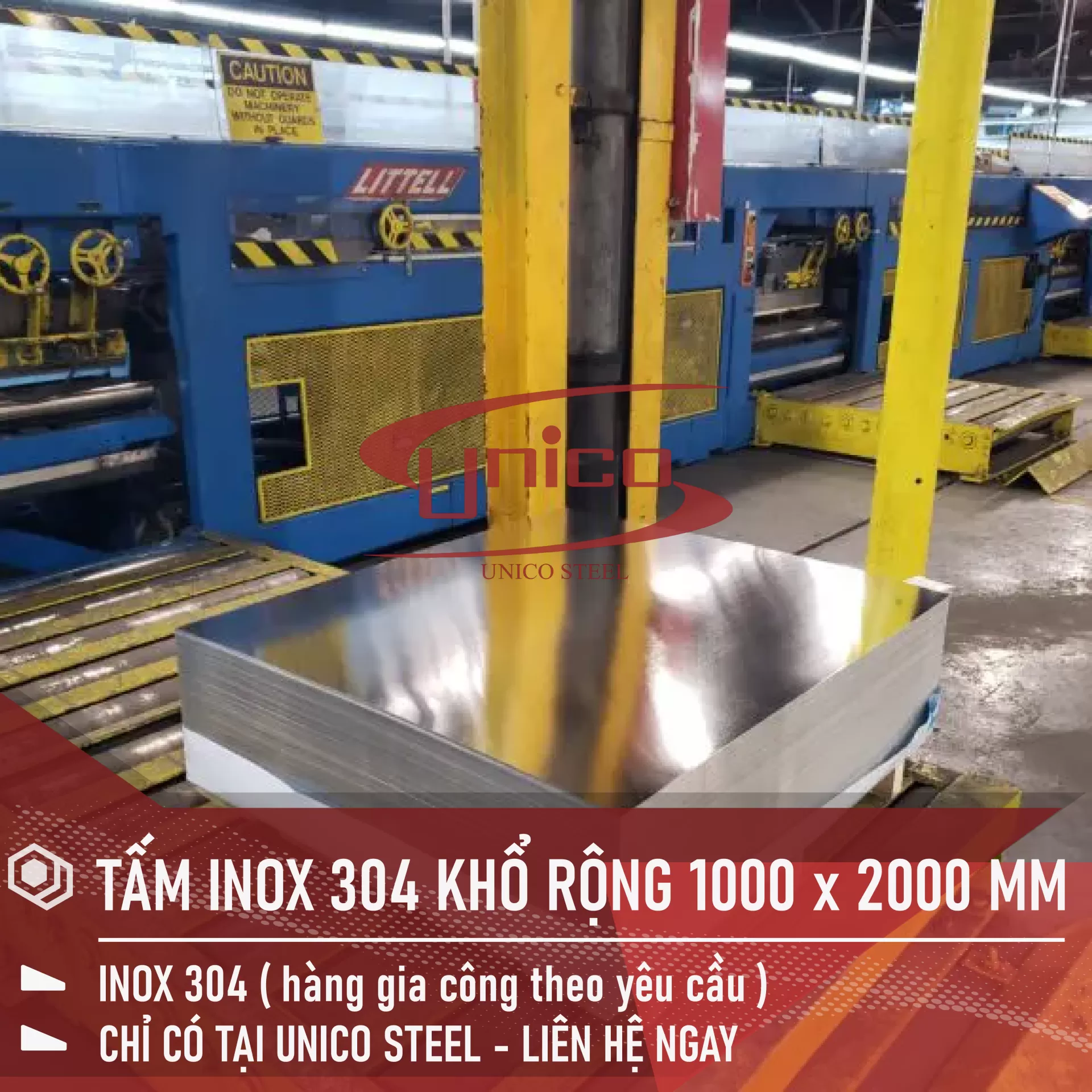 GIA CÔNG TẤM INOX 304 THEO KHỔ: 1000 x 2000 MM