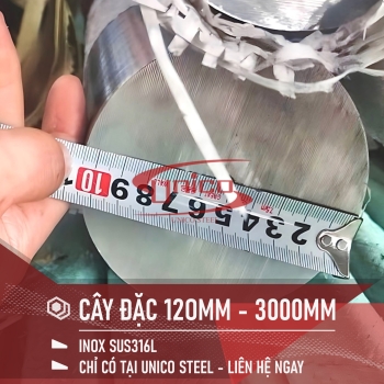 INOX CÂY ĐẶC SUS316L PHI 120MM DÀI 3000MM