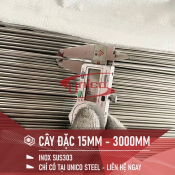 INOX CÂY ĐẶC SUS303 PHI 15MM DÀI 3000MM